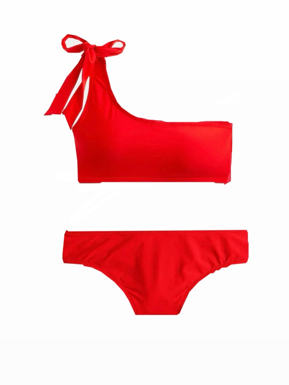 J. Crew Red One-Shoulder Bikini Set